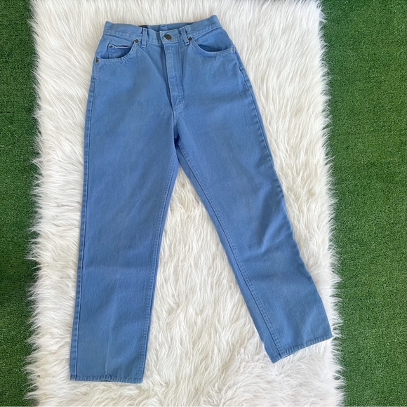 Lee Riders👖90’s Sky Blue High Waist Jeans Vintage Denim - Picture 4 of 12